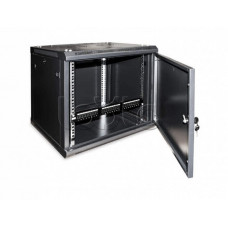 Шкаф настенный 19", 12U, 650x600х600 мм, металлическая передняя дверь с замком Hyperline TWFS-1266-SR-RAL9004