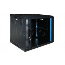 Шкаф настенный 19", 15U, 775x600х600 мм, стеклянная дверь с перфорацией по бокам, ручка с замком Hyperline TWFS-1566-GP-RAL9004