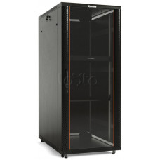 Шкаф напольный 19", 37U, 1833x600х1000 мм, передняя стеклянная дверь со стальными перфорированными боковинами, задняя дверь сплошная, ручка с замком Hyperline TTC2-3761-AS-RAL9004
