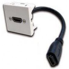 Розетка Mosaic 45x45 с адаптером HDMI с удлинителем, мама-мама, белая LANMASTER LAN-SIP-HDMI-WH