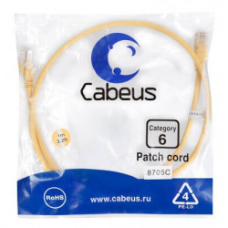 Патч-корд UTP, категория 6, 1 м, неэкранированный, желтый Cabeus PC-UTP-RJ45-Cat.6-1m-YL