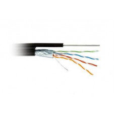 Кабель витая пара экранированная FTP (F/UTP), категория 5e, 4 пары 0,5мм (24 AWG), одножильный, экран - фольга, для внешней прокладки (+60 C - -40 C), с металлическим тросом (305 м) Cabeus FTP-4P-Cat.5e-SOLID-ST-OUT