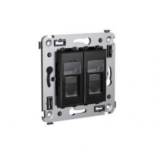 Розетка RJ-45 в стену, кат.6 двойная, Avanti, "Черный квадрат" DKC 4402294