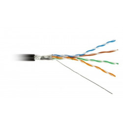 Кабель витая пара экранированная FTP (F/UTP), категория 5e, 4 пары 0,5мм (24 AWG), одножильный, экран - фольга, для внешней прокладки (+60 C - -40 C) FTP-4P-Cat.5e-SOLID-OUT Cabeus