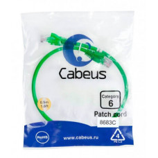 Патч-корд UTP, категория 6, 0.5 м, неэкранированный, зеленый Cabeus PC-UTP-RJ45-Cat.6-0.5m-GN