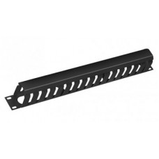 Органайзер кабельный 19" 1U с крышкой, металлический (черный) Cabeus JB07-1U-BK