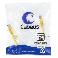Патч-корд UTP, категория 5e, 0.3 м, неэкранированный, желтый Cabeus PC-UTP-RJ45-Cat.5e-0.3m-YL
