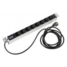 Блок розеток 1U, 8 розеток Schuko Rem R-16-8S-AM-440-3