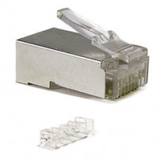 Коннектор RJ-45 под витую пару, категория 6 (50 µ"/ 50 микродюймов), экранированный, универсальный (для одножильного и многожильного кабеля), со вставкой Cabeus 8P8C-SH-C6-TWP