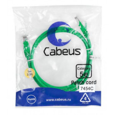 Патч-корд UTP, категория 5е, 1 м, неэкранированный, зеленый Cabeus PC-UTP-RJ45-Cat.5e-1m-GN