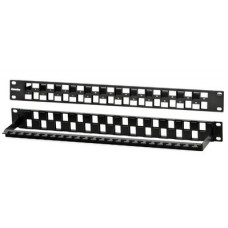 Патч-панель модульная 19", 1U, 24 порта, Flat Type, для модулей Keystone Jack, с задним кабельным организатором (без модулей) Hyperline PPBL3-19-24S-RM