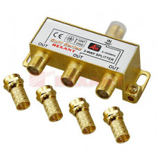 Делитель телевизионный ТВx3 + 4 шт. F BOX 5-1000 МГц GOLD (10шт/уп) REXANT 05-6102-1