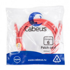 Патч-корд UTP, категория 6, 3 м, неэкранированный, красный Cabeus PC-UTP-RJ45-Cat.6-3m-RD