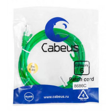Патч-корд UTP, категория 6, 2 м, неэкранированный, зеленый Cabeus PC-UTP-RJ45-Cat.6-2m-GN