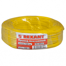 Провод ПГВА 1 х 0.50мм?, 100м, ЖЕЛТЫЙ REXANT 01-6512