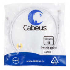 Патч-корд UTP, категория 6, 3 м, неэкранированный, белый Cabeus PC-UTP-RJ45-Cat.6-3m-WH