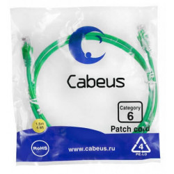 Патч-корд UTP, категория 6, 1.5 м, неэкранированный, зеленый Cabeus PC-UTP-RJ45-Cat.6-1.5m-GN