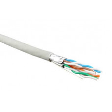Кабель витая пара, экранированная (U/FTP), категория 6, 4 пары (23 AWG), одножильный (solid), каждая пара в фольге, LSZH, нг(С)-HF Hyperline UFTP4-C6-S23-IN-LSZH-GY-500