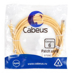 Патч-корд UTP, категория 6, 5 м, неэкранированный, желтый Cabeus PC-UTP-RJ45-Cat.6-5m-YL