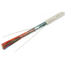 Кабель витая пара экранированная FTP (F/UTP), категория 3, 10 пар (24 AWG), одножильный (solid), PVC Cabeus FTP-10P-Cat.3-IN