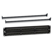 Патч-панель 19", 2U, 48 портов RJ-45, категория 6A, Dual IDC, с задним кабельным организатором Cabeus PL-48-Cat.6A-Dual IDC