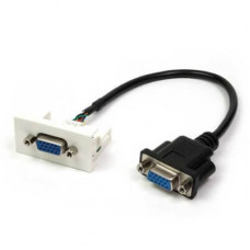 Вставка Mosaic 22.5x45 с адаптером VGA D-SUB HDB-15 мама, со шнуром 3 м мама, белая LANMASTER LAN-WA-LP-VGA-FF-3.0