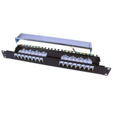 Патч-панель 19", 1U, 16 портов RJ-45 полн. экран., категория 6, Dual IDC, ROHS, цвет черный Hyperline PP3-19-16-8P8C-C6-SH-110D