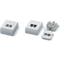 Розетка RJ-45, двойная, категория 5е, внутренняя, настенная Hyperline SB-GTS2-8P8C-C5E-WH