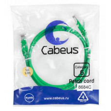 Патч-корд UTP, категория 6, 1 м, неэкранированный, зеленый Cabeus PC-UTP-RJ45-Cat.6-1m-GN