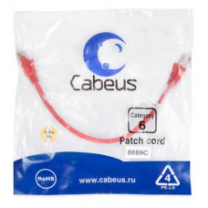 Патч-корд UTP, категория 6, 0.3 м, неэкранированный, красный Cabeus PC-UTP-RJ45-Cat.6-0.3m-RD