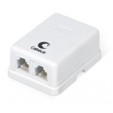 Розетка телефонная RJ-12(6P4C), двойная, внешняя, белая Cabeus WS-6P4C-TEL-2