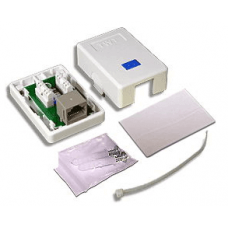 Розетка настенная 1 порт RJ-45 категории 5е, STP (белая) TWT TWT-SM1-45/S-WH