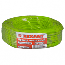 Провод ПГВА 1 х 0.50мм?, 100м, ЗЕЛЕНЫЙ REXANT 01-6513