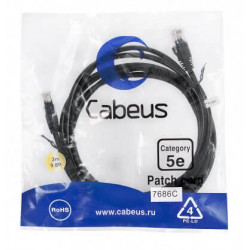 Патч-корд UTP, категория 5e, 3 м, неэкранированный, черный Cabeus PC-UTP-RJ45-Cat.5e-3m-BK