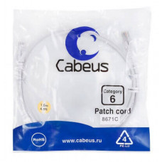 Патч-корд UTP, категория 6, 1.5 м, неэкранированный, белый Cabeus PC-UTP-RJ45-Cat.6-1.5m-WH
