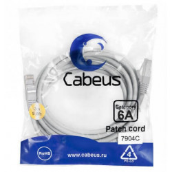 Патч-корд SSTP, категория 6a, 10G, S/FTP экранированный, LSZH, 3 м, серый Cabeus PC-SSTP-RJ45-Cat.6a-3m-LSZH