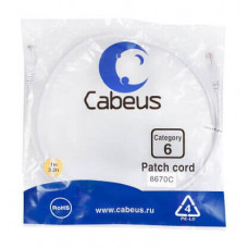 Патч-корд UTP, категория 6, 1 м, неэкранированный, белый Cabeus PC-UTP-RJ45-Cat.6-1m-WH