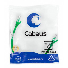 Патч-корд UTP, категория 6, 0.3 м, неэкранированный, зеленый Cabeus PC-UTP-RJ45-Cat.6-0.3m-GN